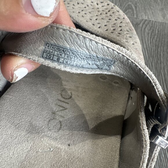 Vionic Lidia Mules Womens 10 Gray Suede Leather Laser Cut Mary Jane Comfort - Picture 8 of 8